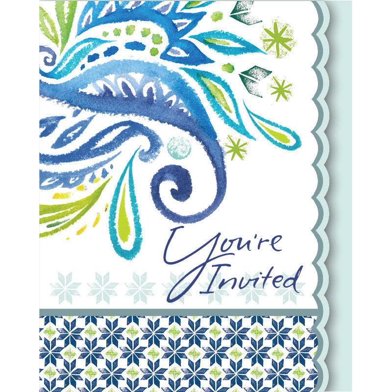 Peacock Paisley Invitations (8 ct)
