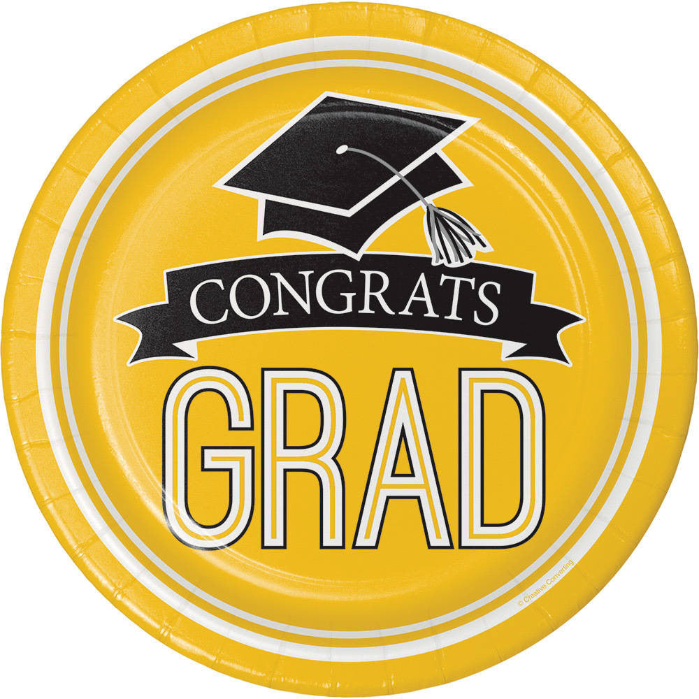 Congrats Grad Yellow Dessert Plates (18 ct)