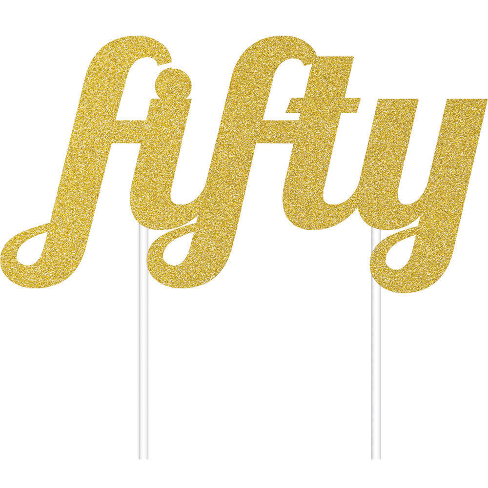 Gold Glitter Fifty Cake Topper