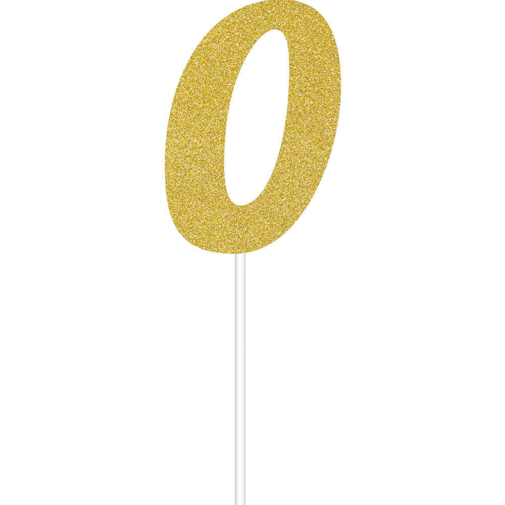 Gold Glitter 0 Cake Topper