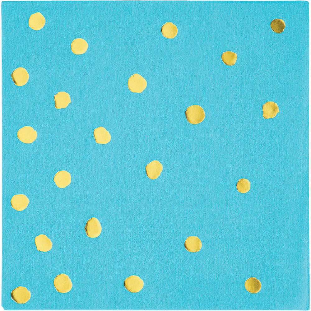 Bermuda Blue & Gold Hot Stamped Beverage Napkins (16 ct)