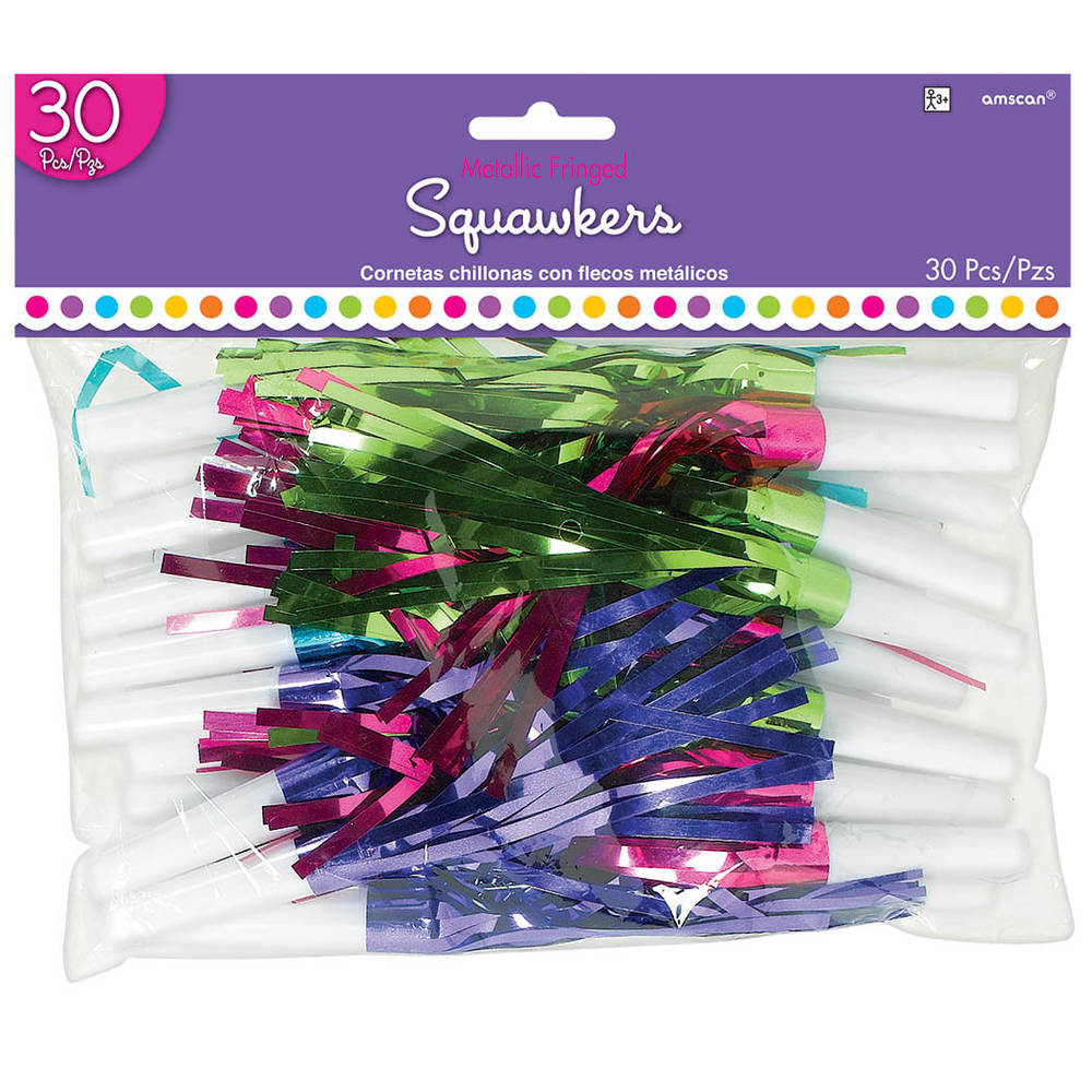 Purple and Teal Fringed Squawkers (30ct)