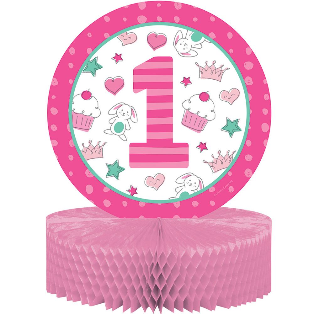 Doodle 1st Birthday Girl Centerpiece