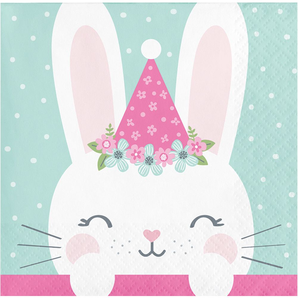 Birthday Bunny Beverage Napkins (16 ct)