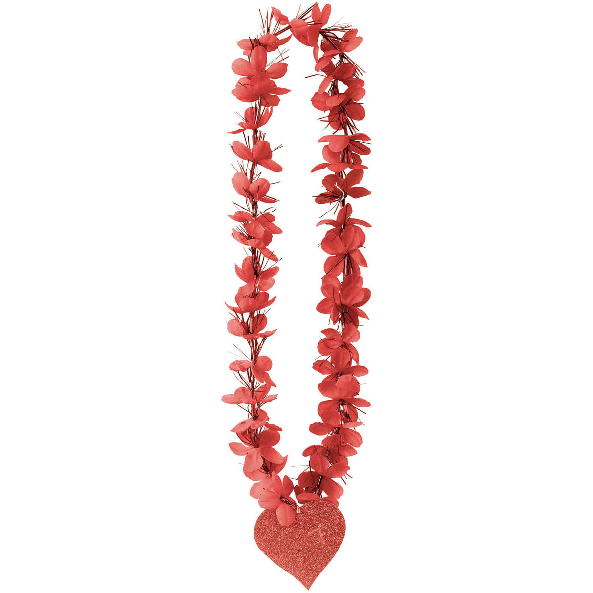 Red Flower Lei With Heart