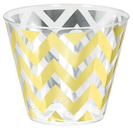 Gold Chevron 9oz Plastic Tumblers (24 ct)