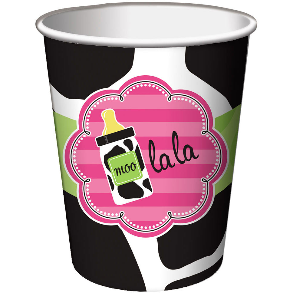 Baby Cow Print Girl 9oz Cups (8ct)