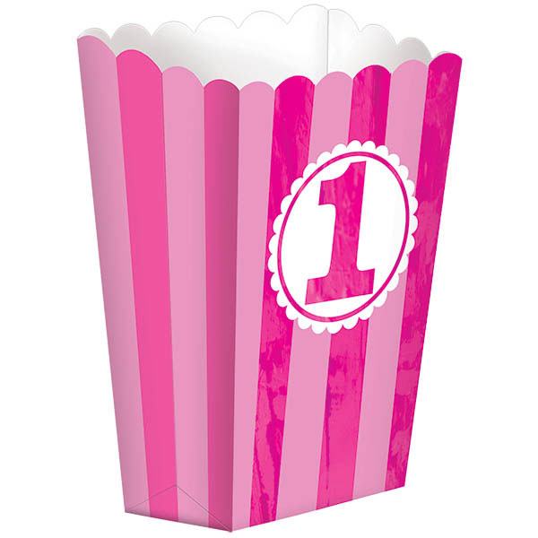 1st Birthday Girl Small Popcorn Boxes (5ct)