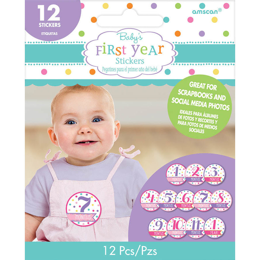 Baby Girls First Year Sticker Sheets (12 ct)