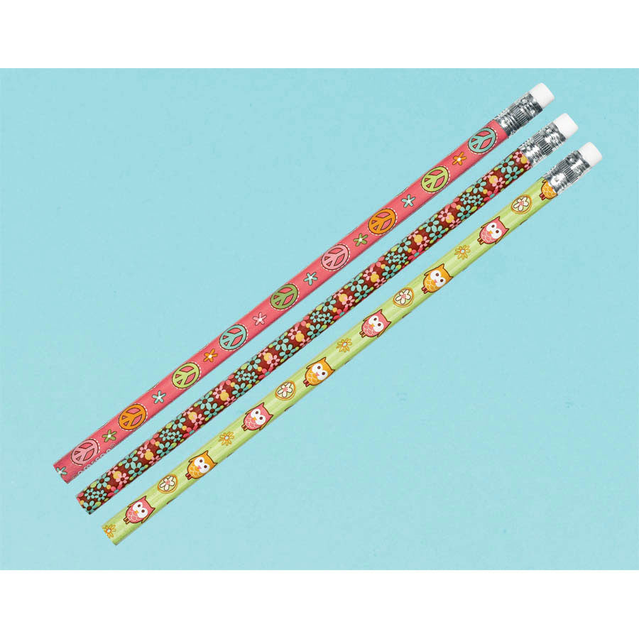Hippie Chick Birthday Pencils
