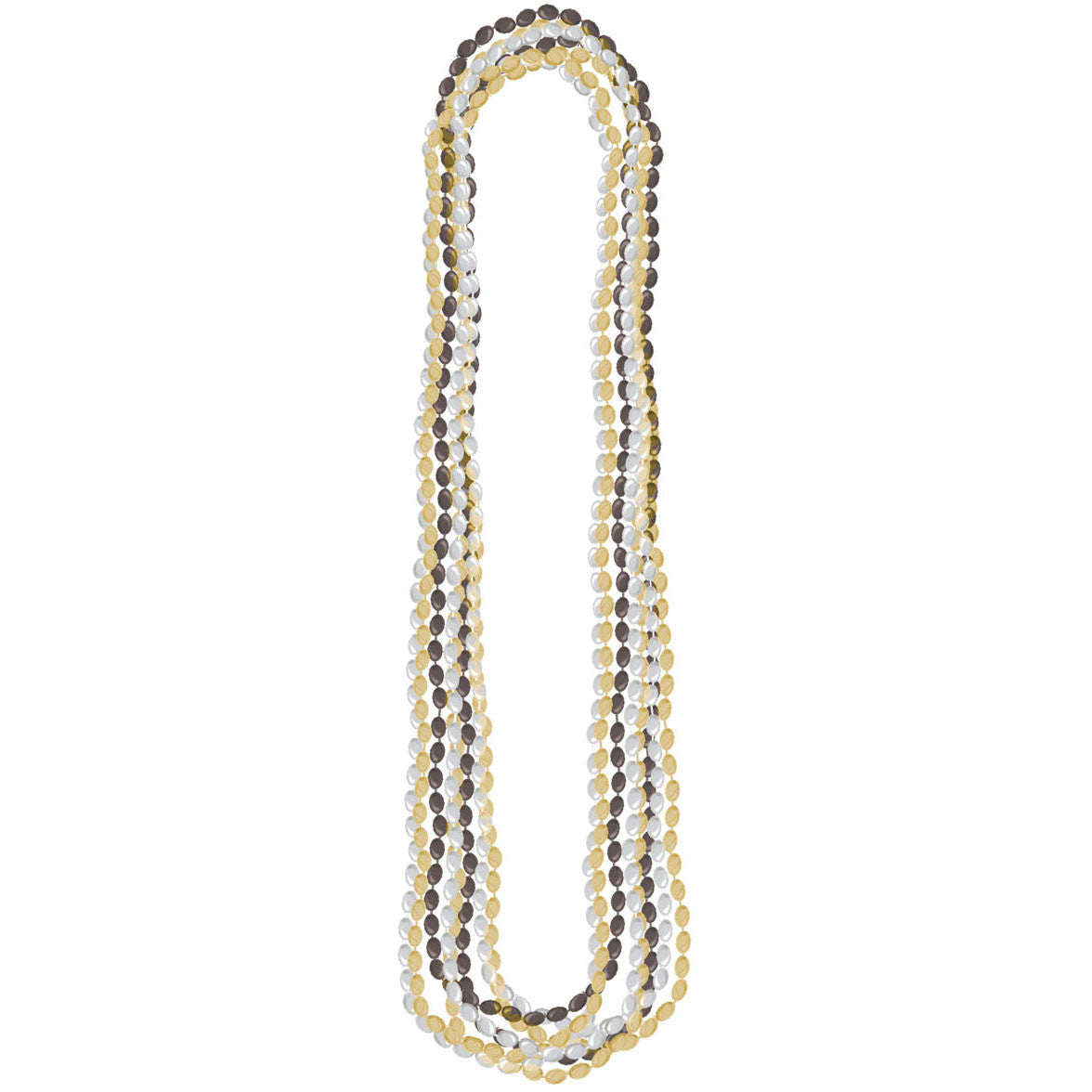 Bead Necklace 30" Black, Silver & Gold (8ct)