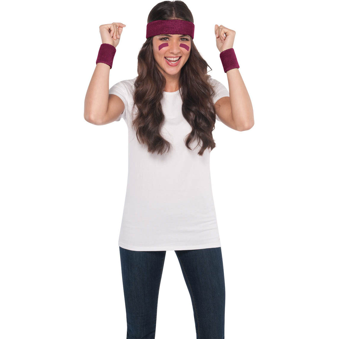 Burgundy Wristband and Headband Set