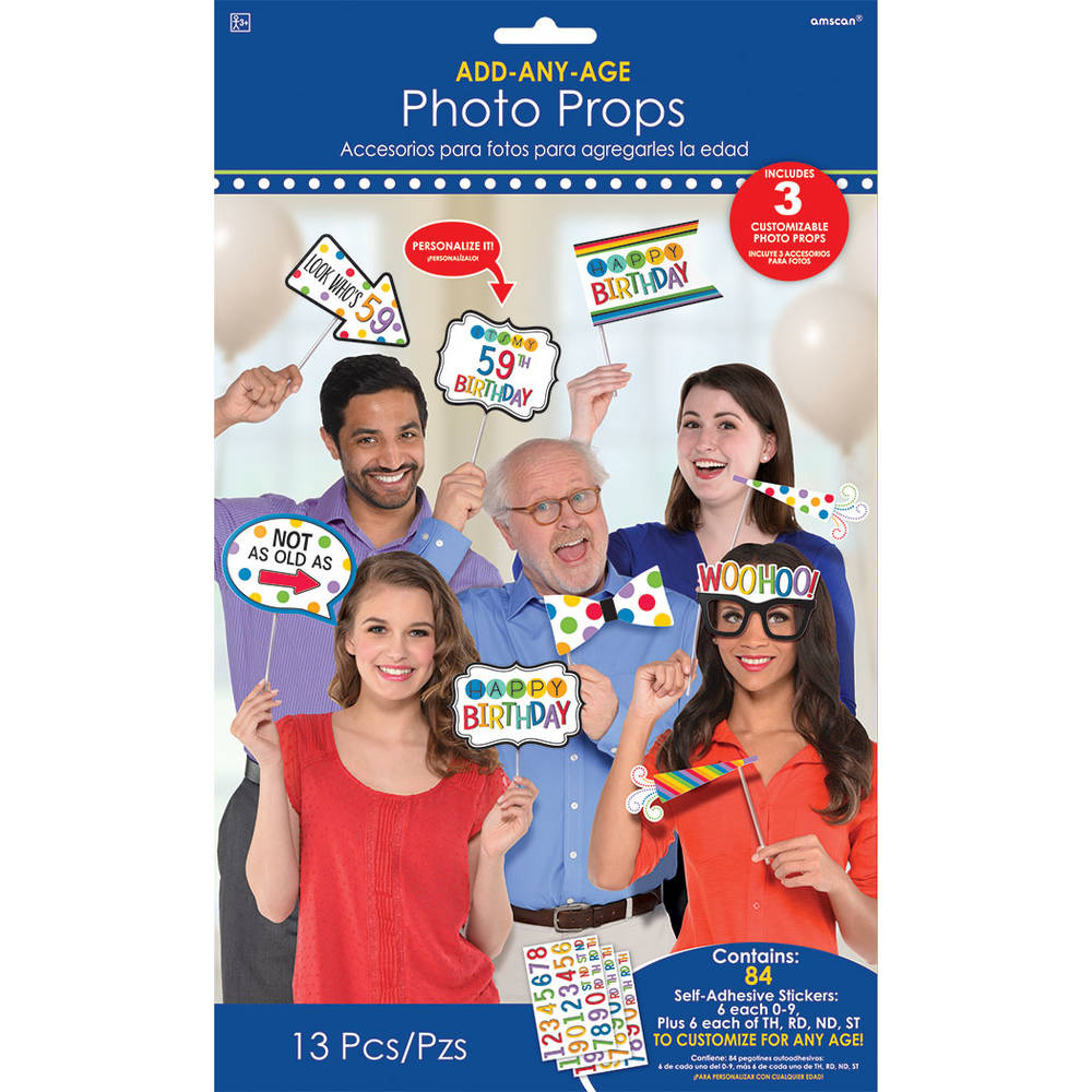 Rainbow Birthday Photo Props (13 ct)