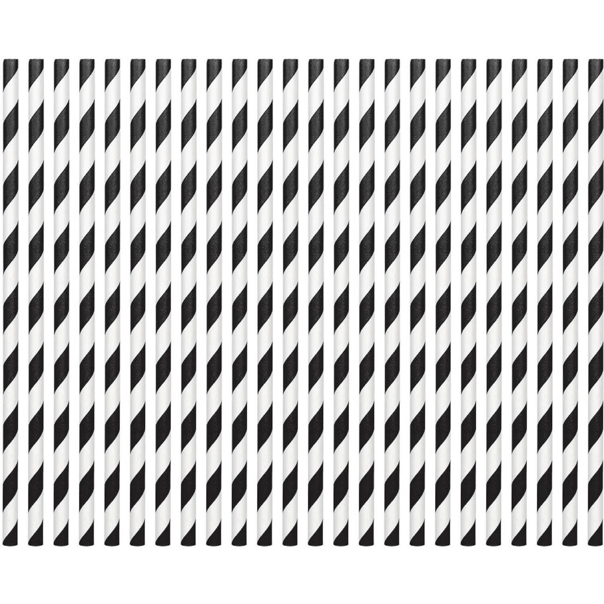 Black & White Striped Paper Straws (24 ct)