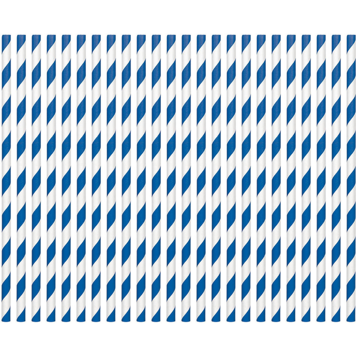 Bright Royal Blue Striped Straws Paper 80 ct
