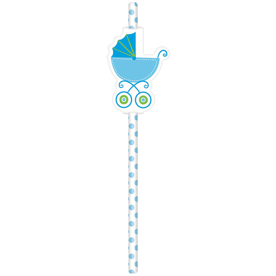 Blue Boy's Baby Shower Straws (12ct)
