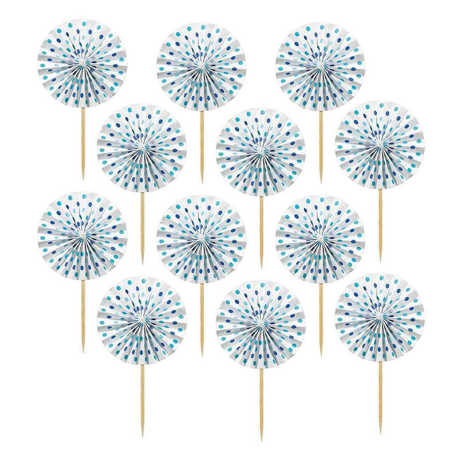 Blue Paper Fan Picks (12ct)