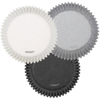 White, Black and Silver Standard Baking Cups
