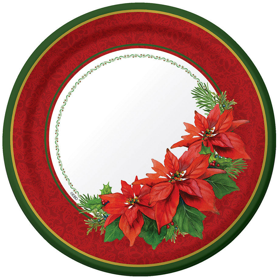 Holiday Poinsettia Dessert Plates (8ct)