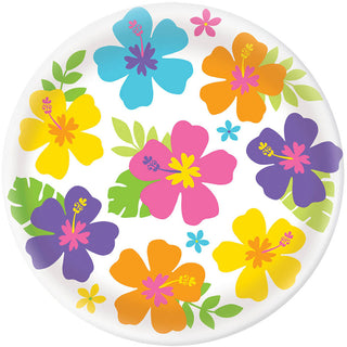 White Hibiscus Round Melamine Serving Tray