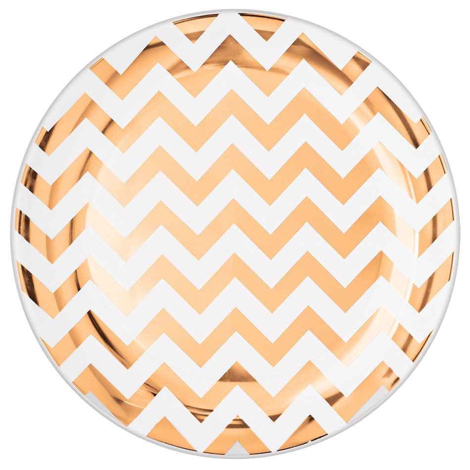 Rose Gold Chevron Dessert Plates (20 ct)