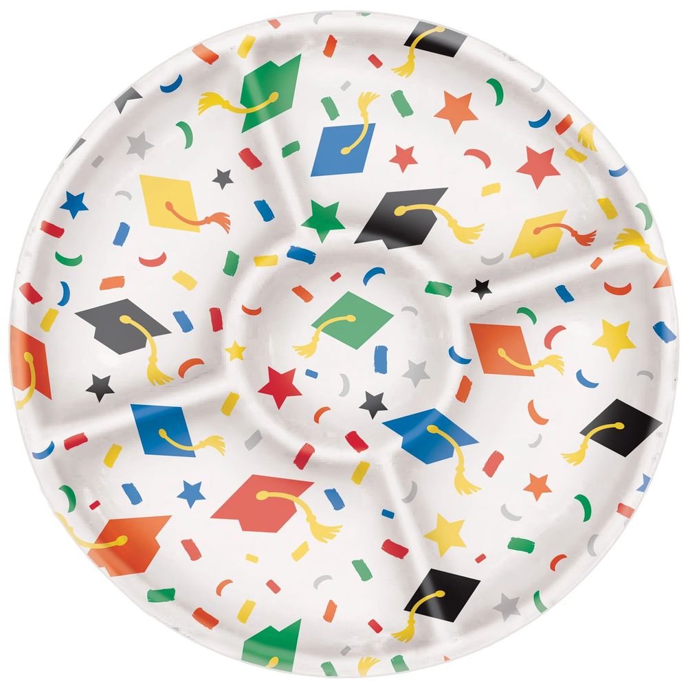 Grad Round Sectional Plastic Platter Multicolor (1ct)