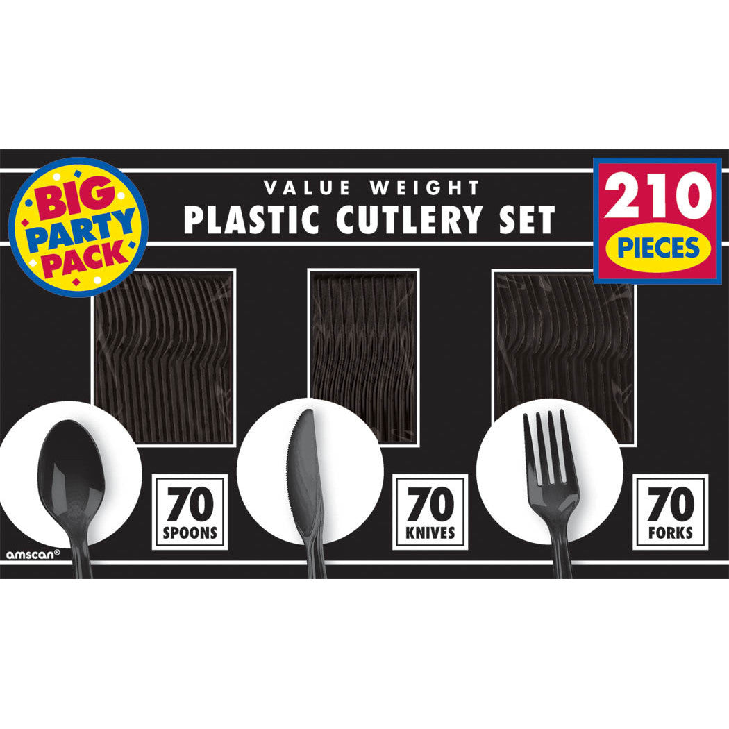 Jet Black Value Assorted Plastic Cutlery (210ct)