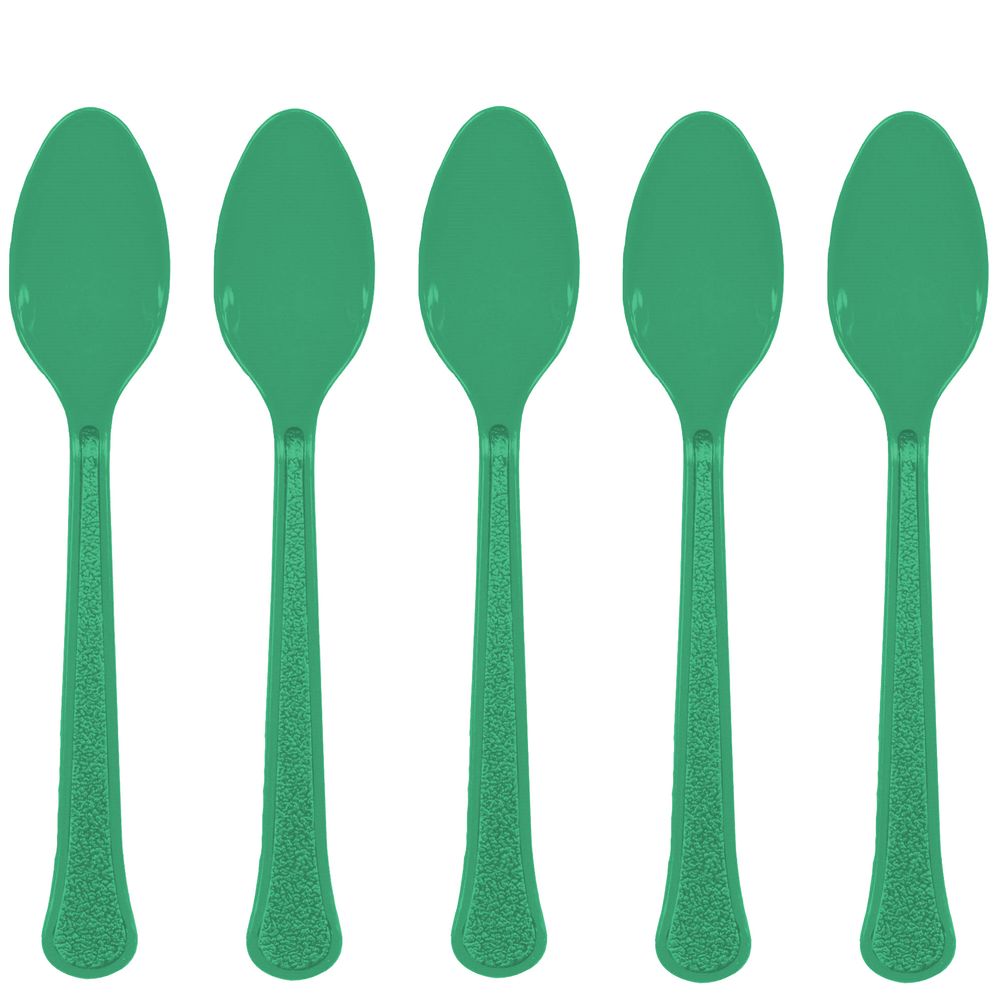 Festive Green Midweight Plastic Spoons (20ct)