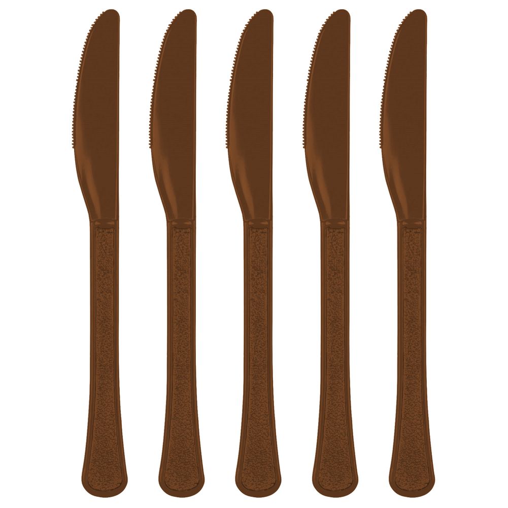 Chocolate Brown Midweight Plastic Knives (20ct)