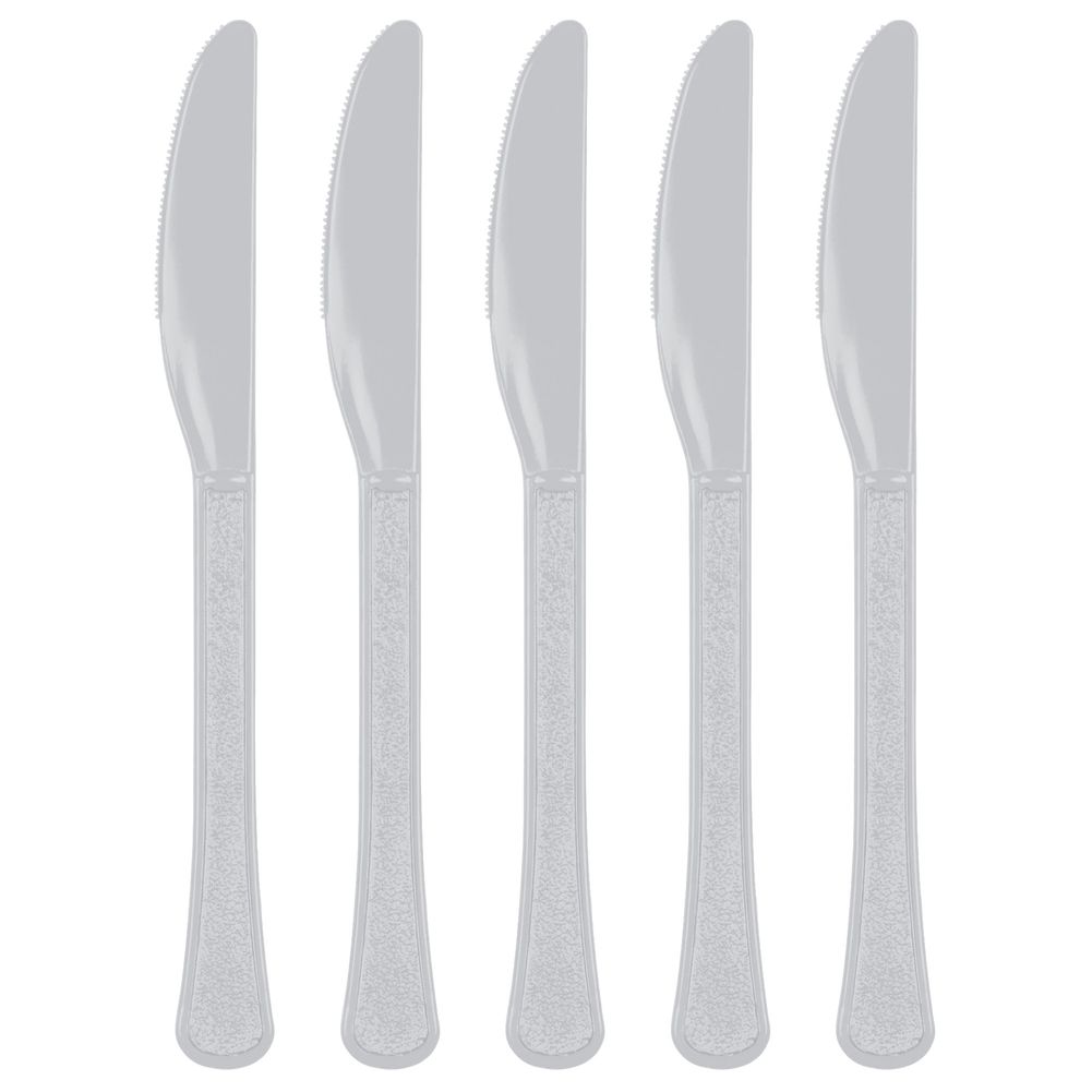 Silver Midweight Plastic Knives (20ct)
