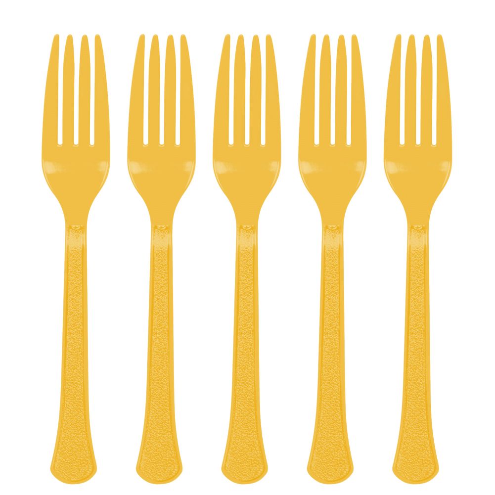 Yellow Sunshine Midweight Plastic Forks (20ct)