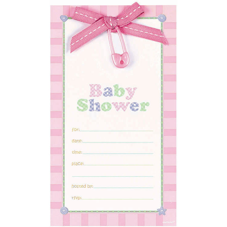Pink Safety Pin Invitations