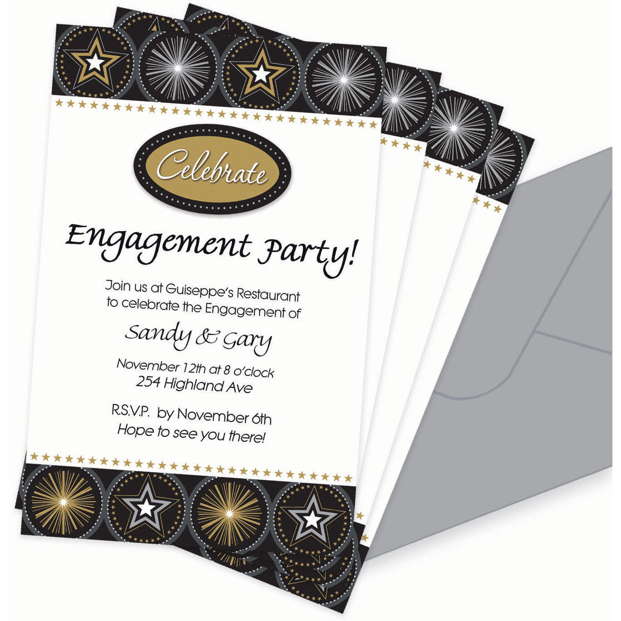 Glittzy Star Imprintable Invitations w/Add-On