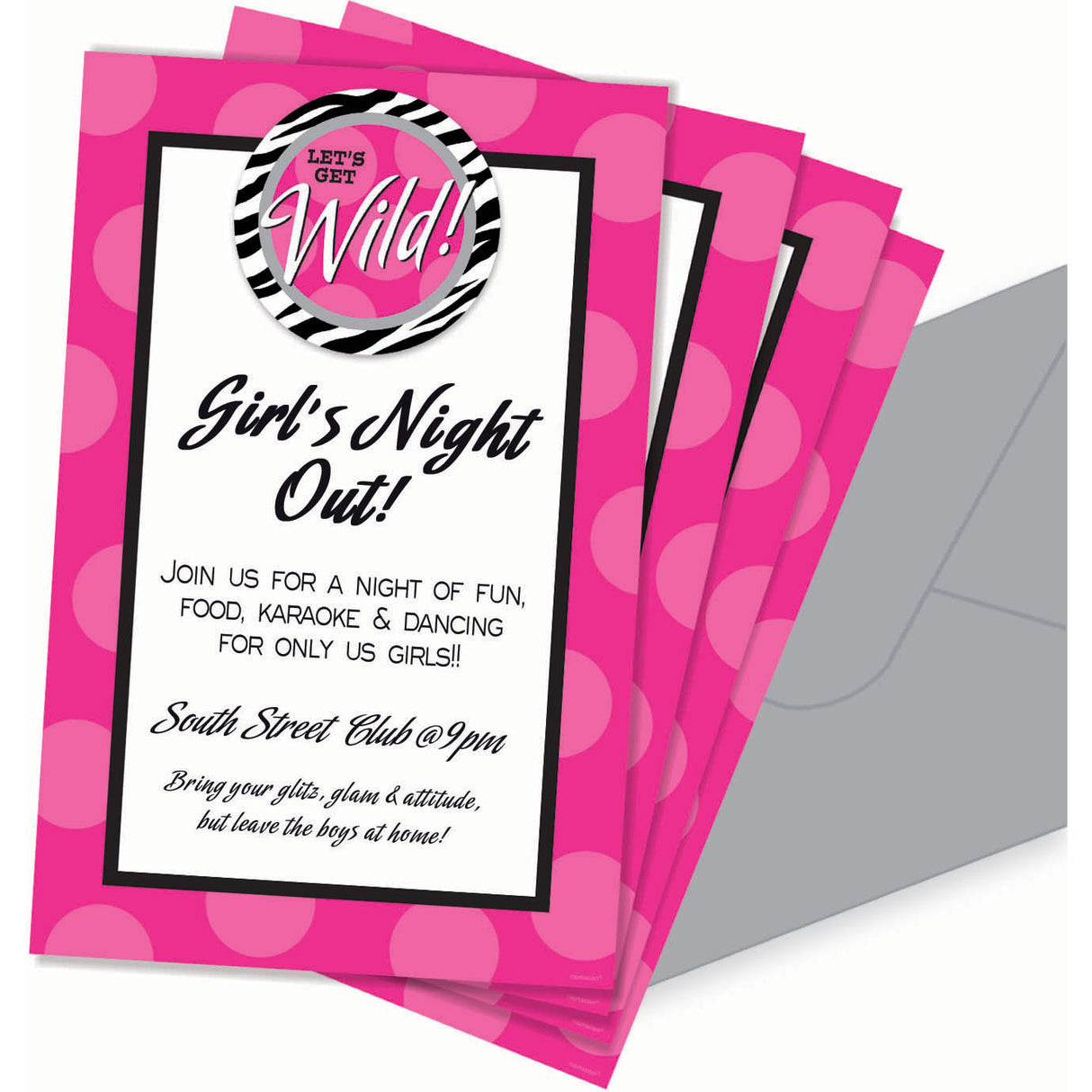 Zebra Party Imprintable Invitations w/Add-On