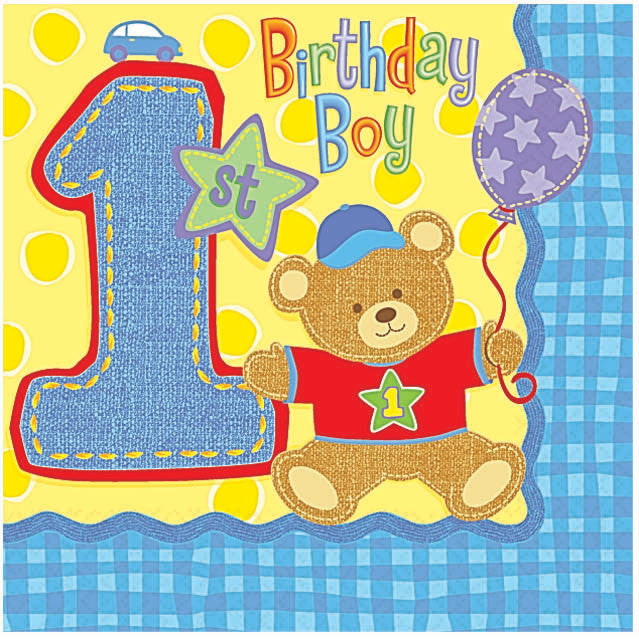 Hugs & Stitches Boy Beverage Napkins (16ct)
