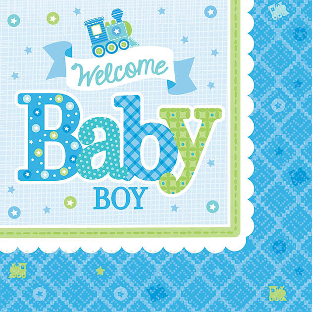Welcome Little One Boy Beverage Napkins (16ct)