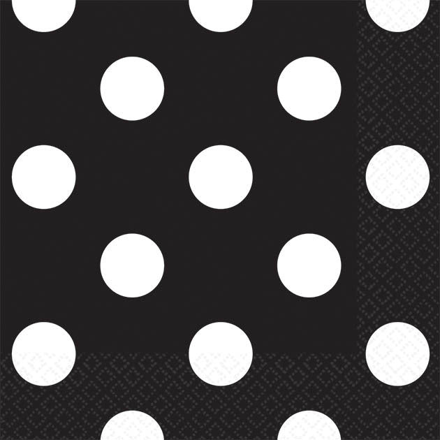 Jet Black Dots Beverage Napkins (16ct)