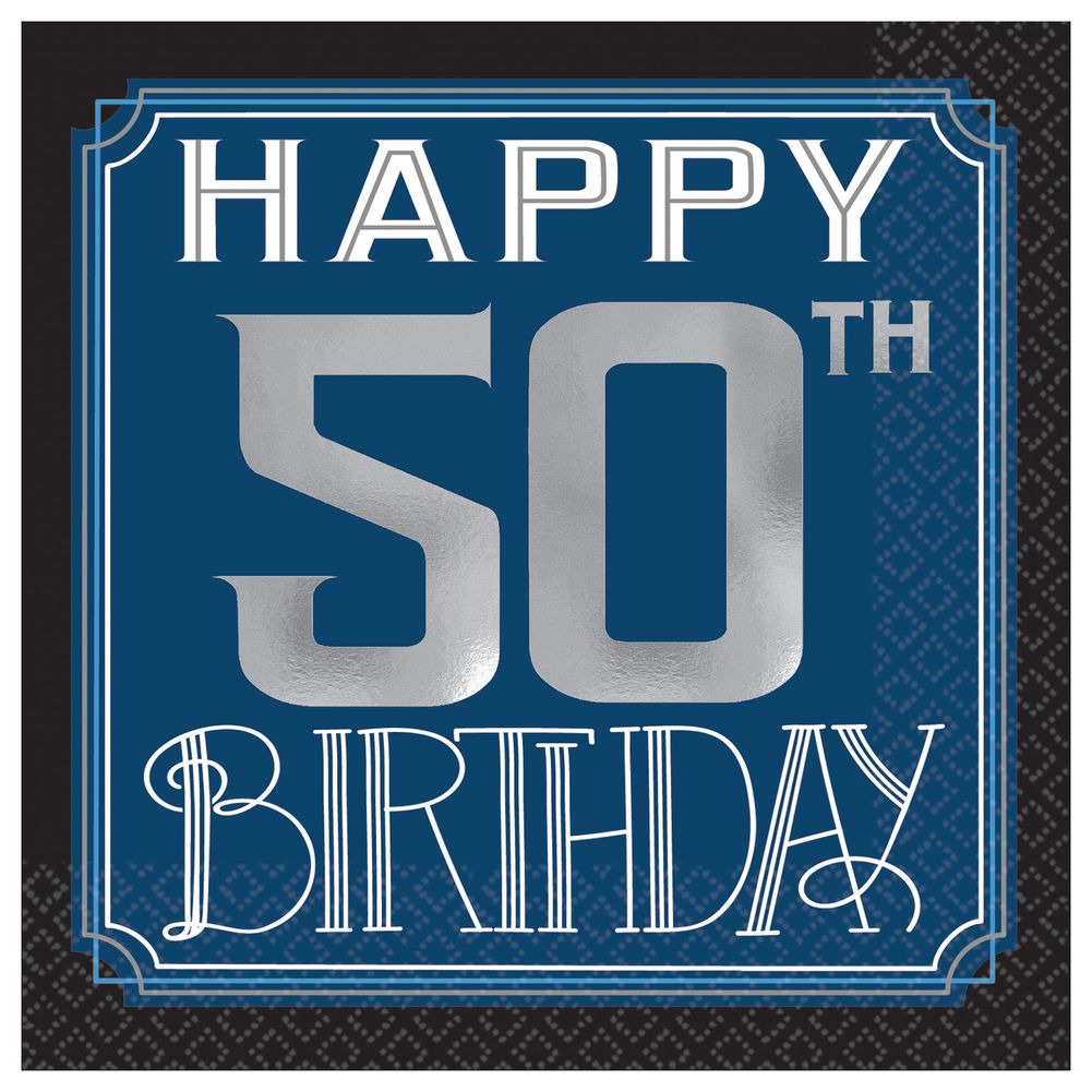 Happy Birthday Man 50 Beverage Napkins, 16 ct