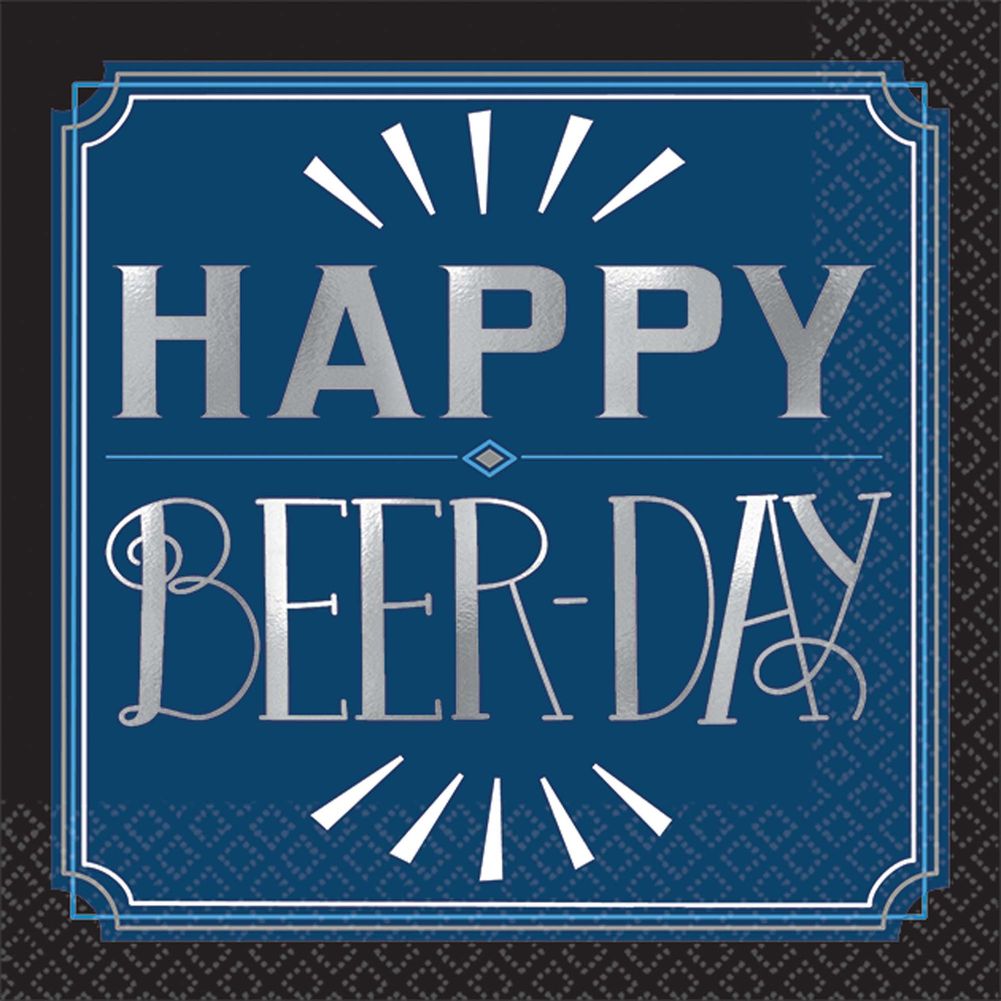 Happy Birthday Man Happy Beer Day Beverage Napkins, 16 ct