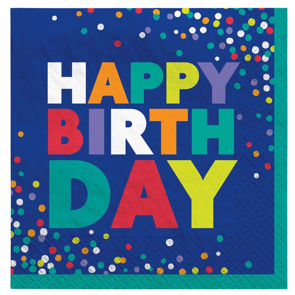 Bold Happy Birthday Beverage Napkins, 16 ct
