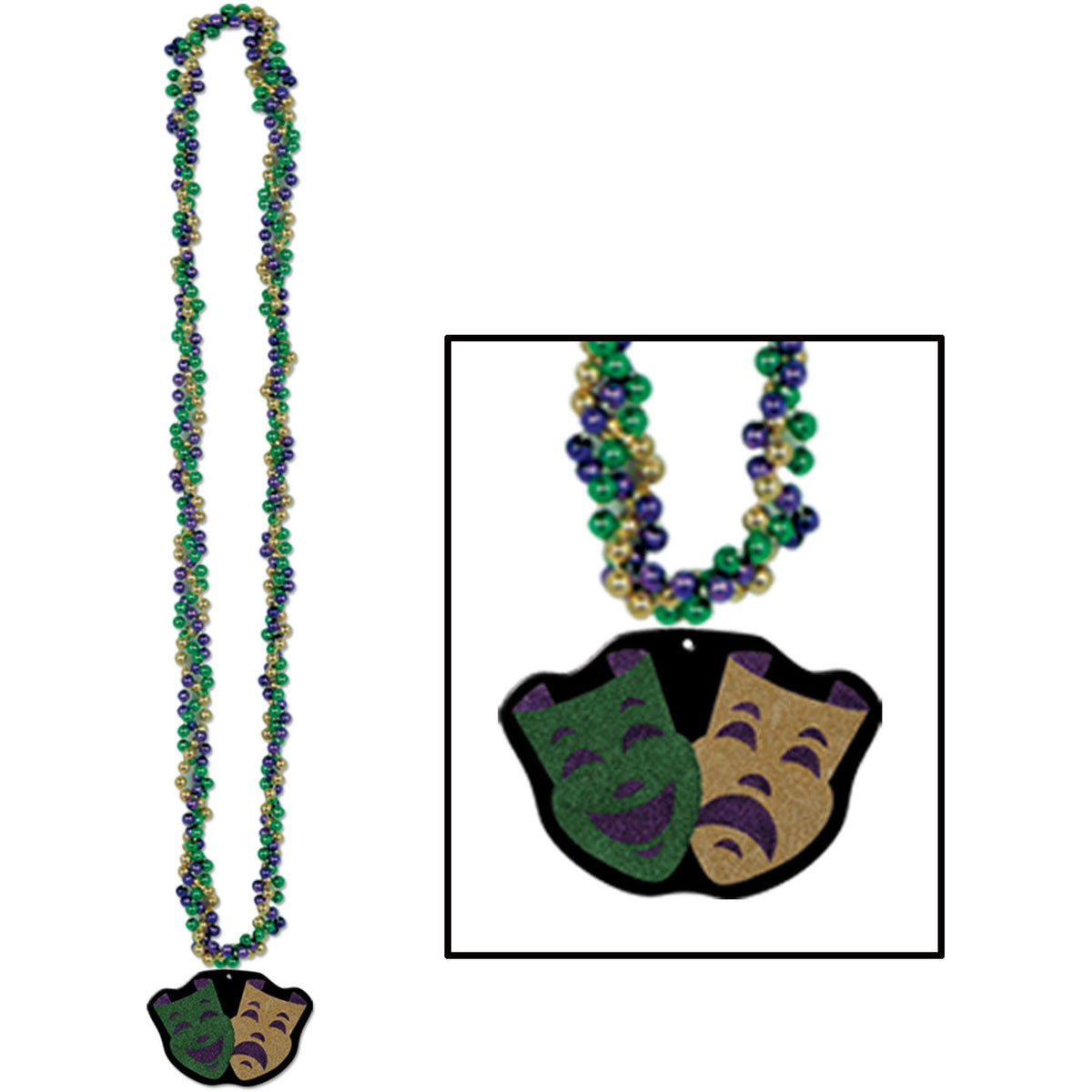 Braided Beads w/Comedy & Tragedy Medallion