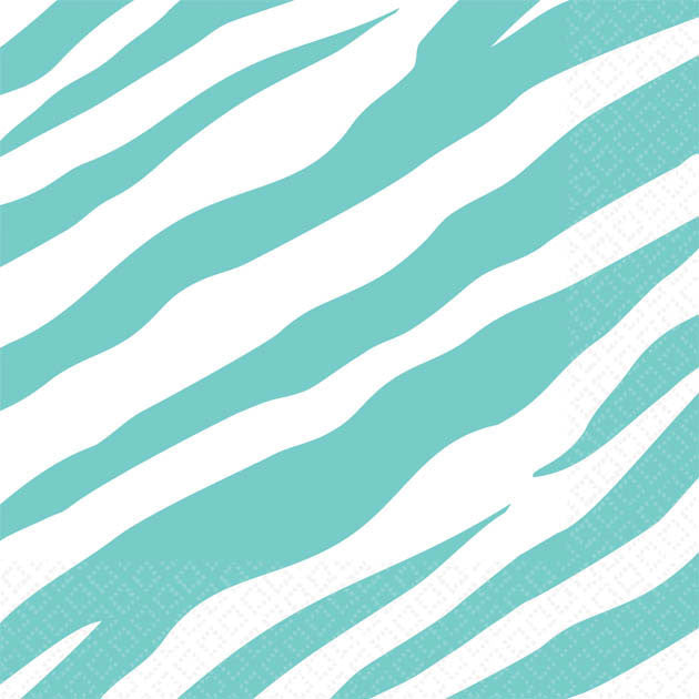 Robin's Egg Blue Zebra Beverage Napkins (16ct)
