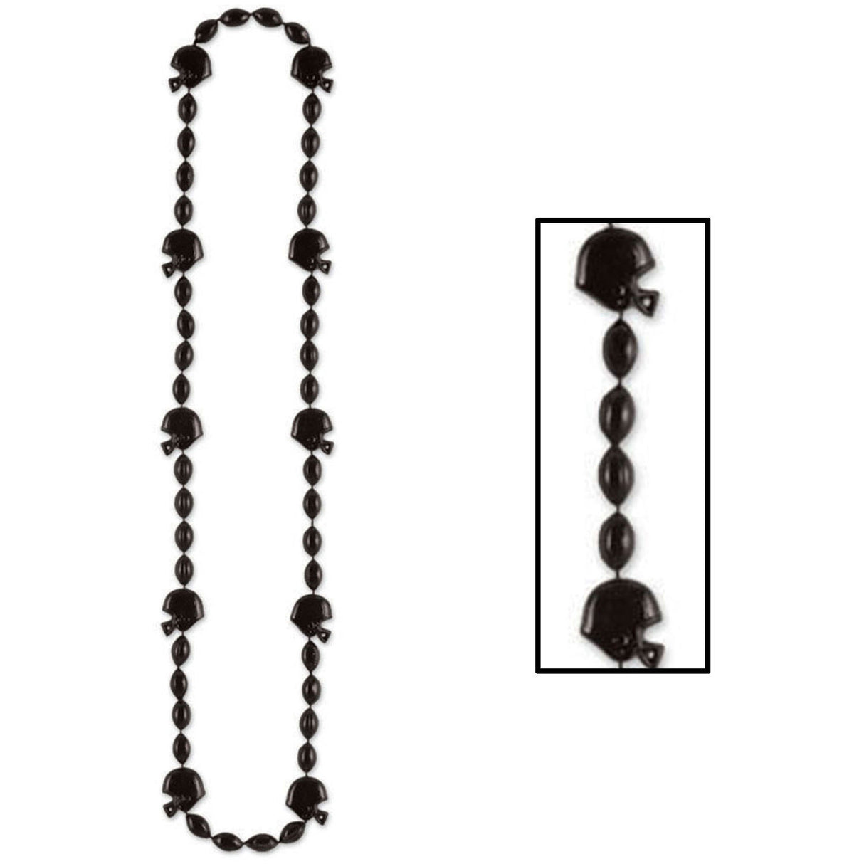 Black Beaded Necklace with Helmets