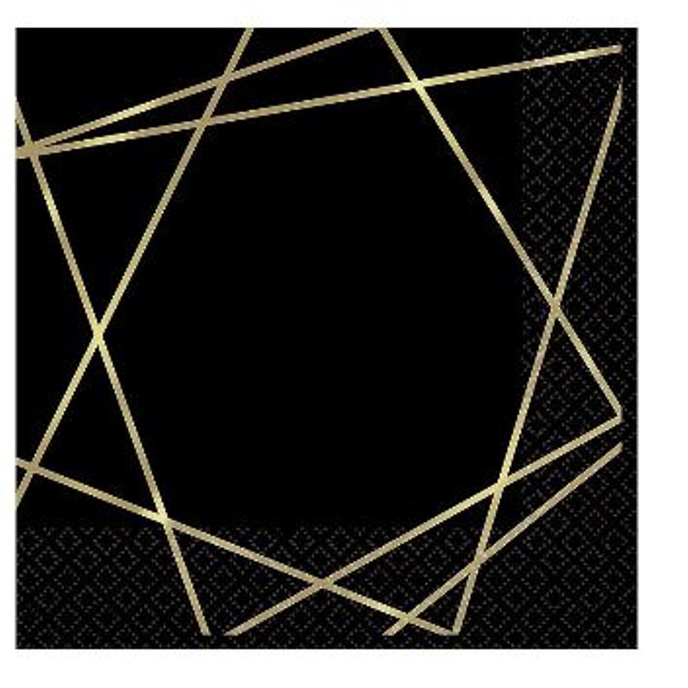 Gold Geo Beverage Napkins - Hot Stamped