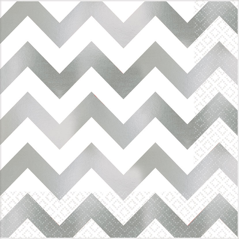 Silver Chevron Luncheon Napkins (16 ct)