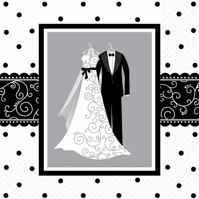 Black and White Wedding Luncheon Napkins (16ct)