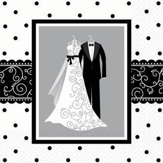 Black and White Wedding Luncheon Napkins (16ct)