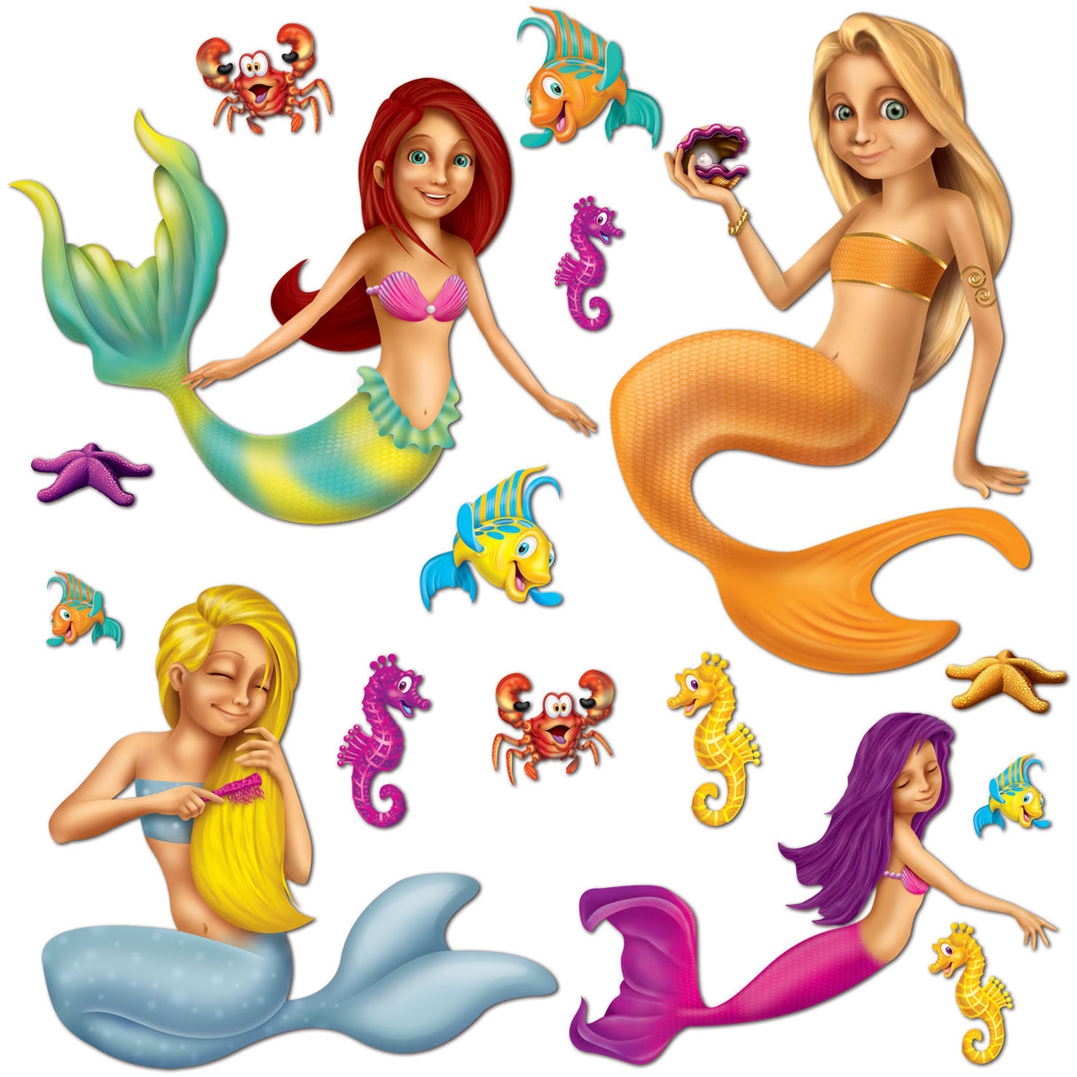 Mermaid and Sealife Cutouts (16ct)