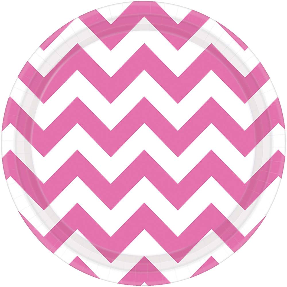 Bright Pink Chevron Dessert Plates (8ct)