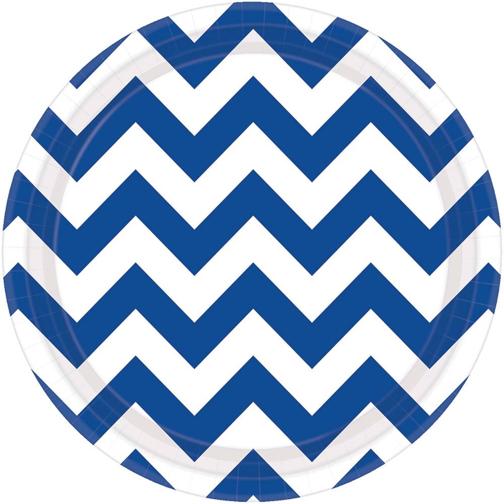 Royal Blue Chevron Dessert Plates (8ct)
